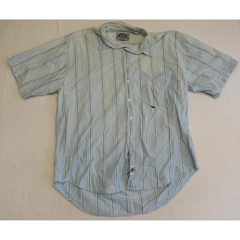 Levi's Shirt Mens XL Blue Striped Short Sleeve Button Up Pocket Cotton Casual